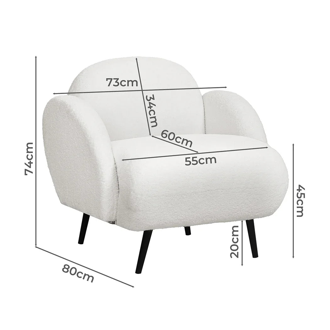 Levede Sofa Chair Fleece Upholstered Single White-2006732843727851522
