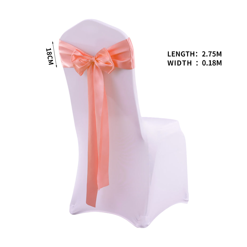 20x Satin Fabric Chair Sashes Cloth Coral-2018816622923485186