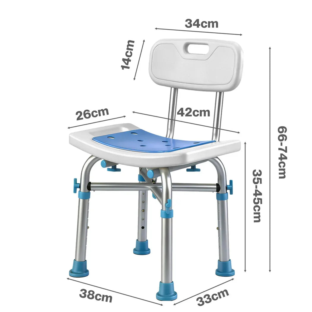 Levede Shower Chair Adjustable Height Safety Seat Bench Bathroom Safety Assist-2050056769769705474