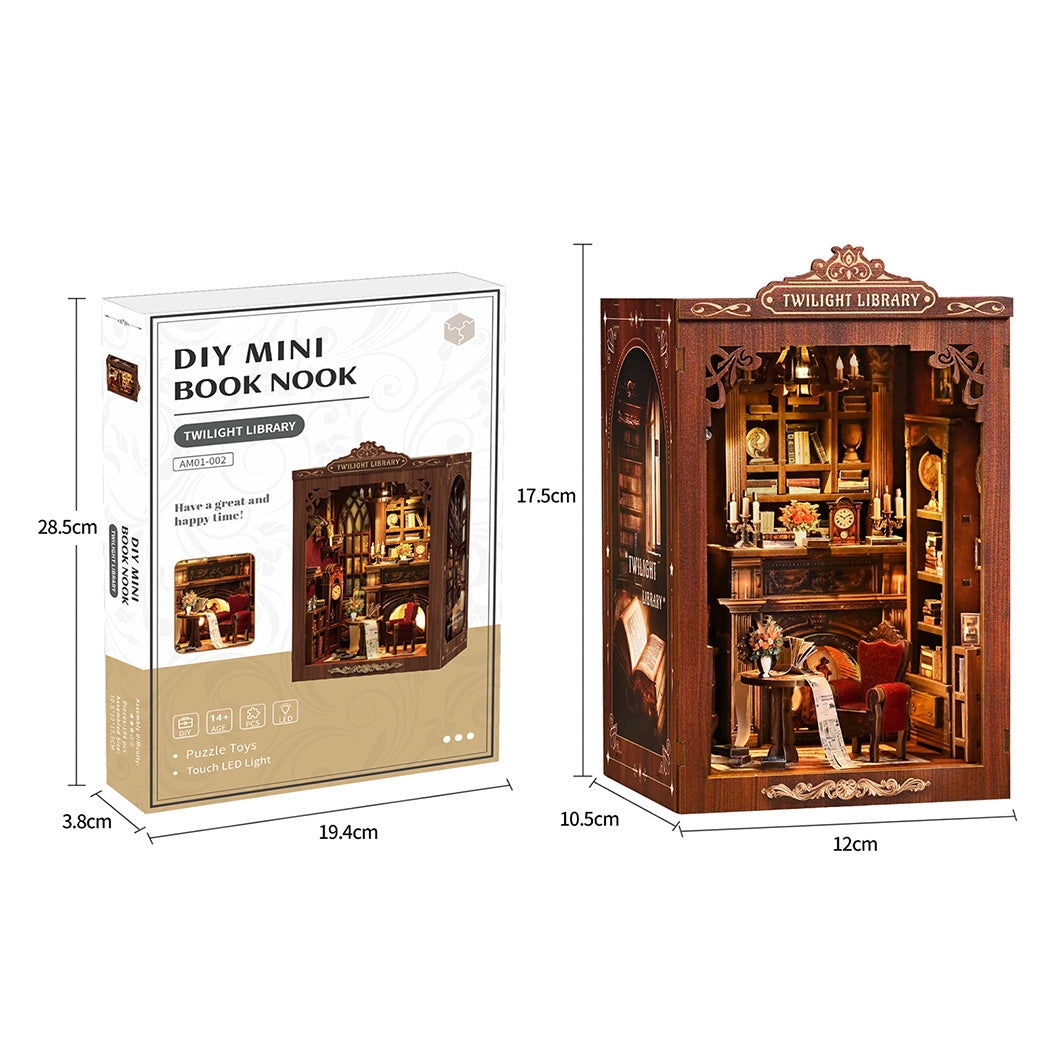 Bo Peep Book Nook Kit For Adults Miniature Bookstore Model with Warm LED Walnut-2100034948684713986