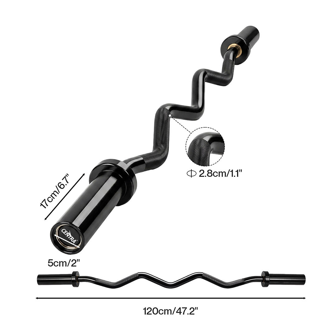 Centra Olympic Barbell Ez Curl Bar W Bar 810lbs Alloy Steel Black-2072893535241244674