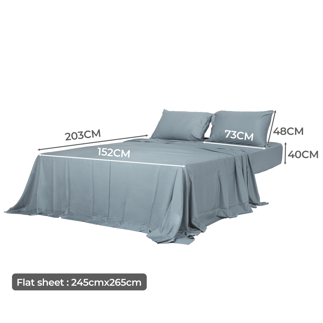 Dreamz 4pcs Queen Size 100% Bamboo Bed Sheet Set in Grey Colour-1864183184594440194