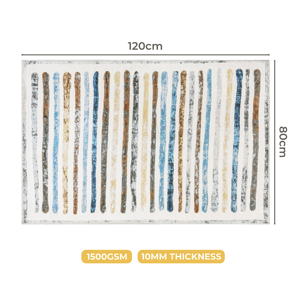Marlow Floor Rug Short Pile Washable Carpet Soft Plush Non Slip Stripe 80x120-1937319789076811778