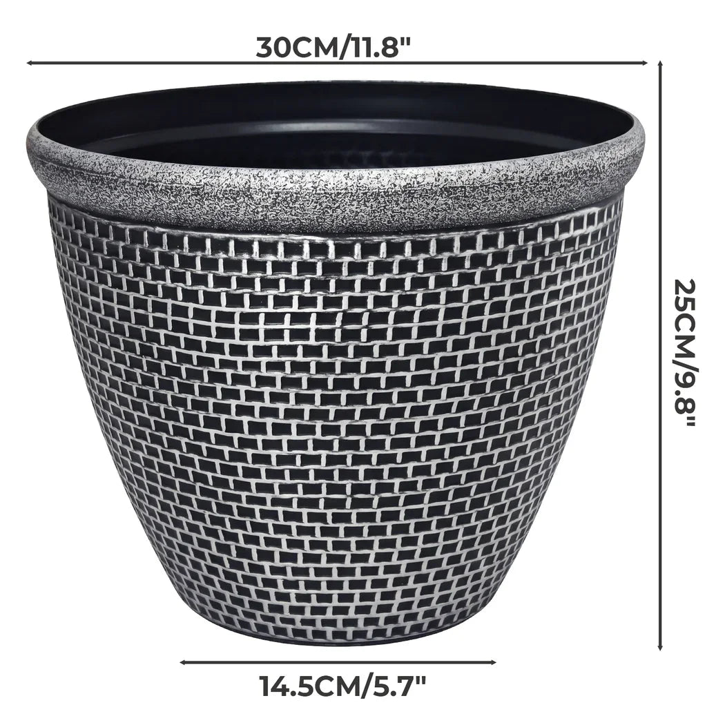 Toque Plastic Plant Pots 30cm Outdoor Garden Planter 2 Pcs With Drainage Holes-2050059017493024770