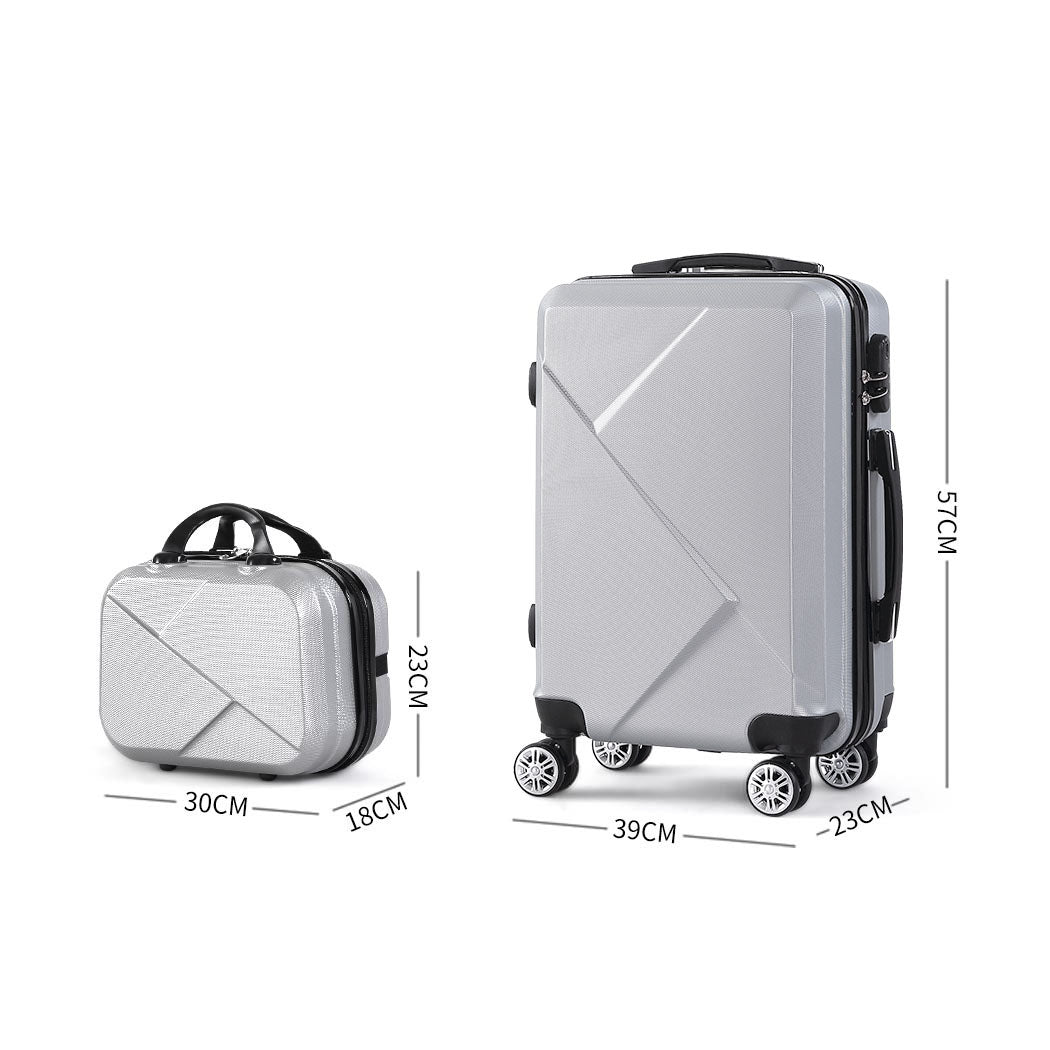 Slimbridge 2pcs 20"Travel Luggage Set Grey-1864184361226735618