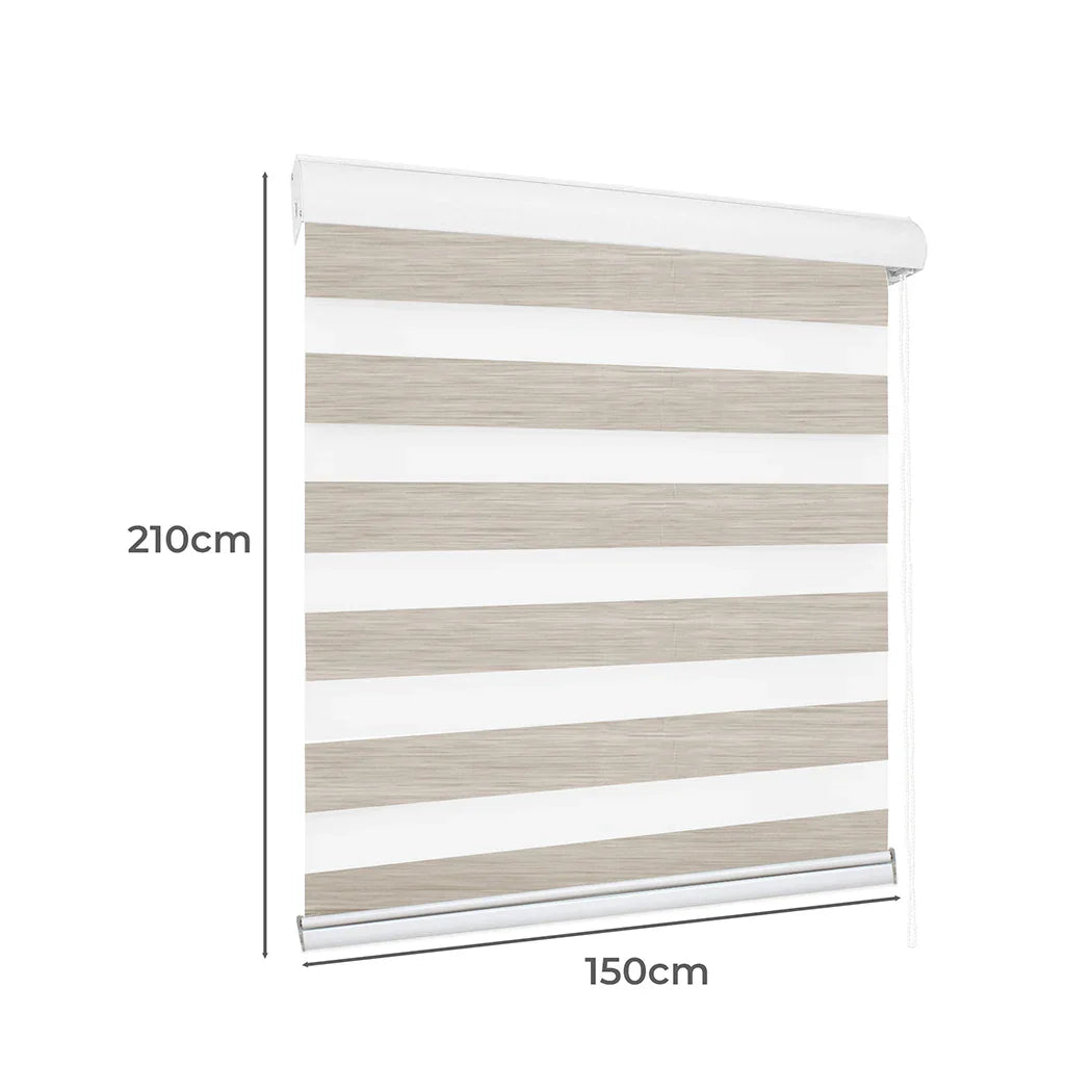 Marlow Blackout Zebra Roller Blind Curtains 150x210 Beige-2029387284964577282