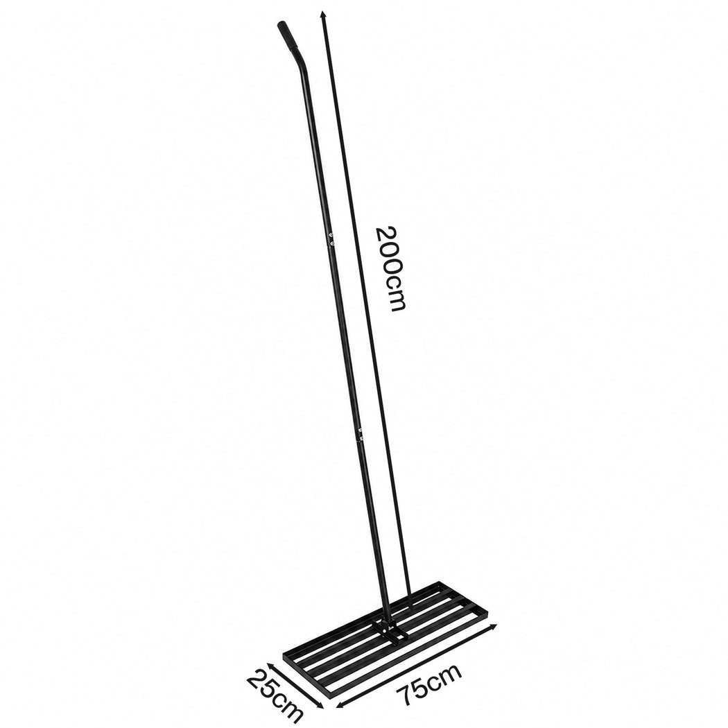 Lambu Lawn Levelling Rake Heavy Duty 75x25cm Steel Head Adjustable Handle Black-2109799600918040579