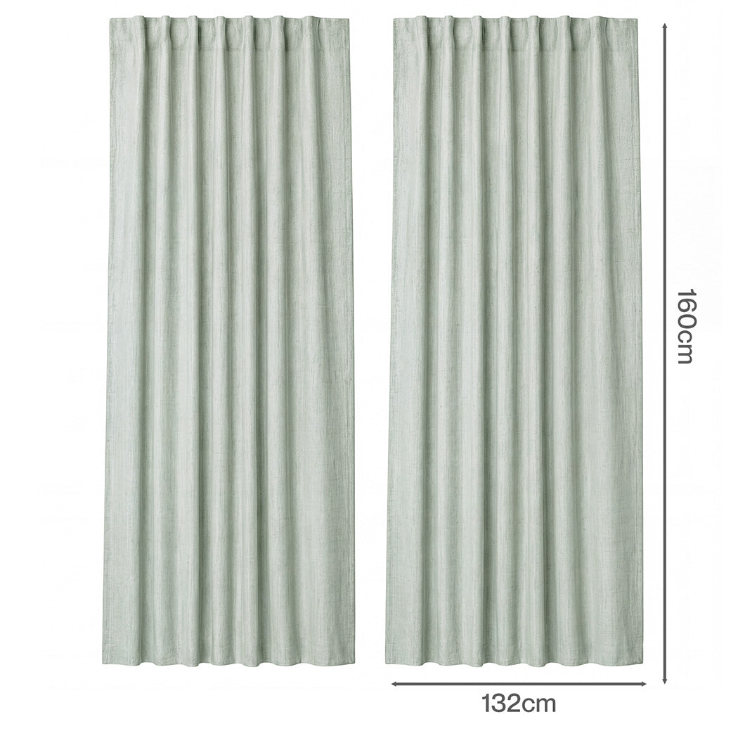 Marlow 2 Panels Blackout Curtains Thermal Linen Look Blockout Drapes 132x160cm-2072893564358103042