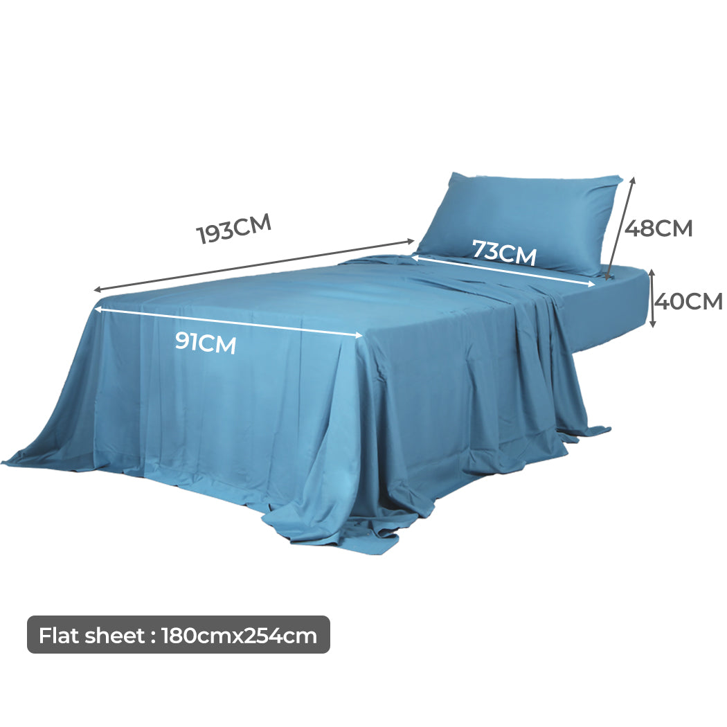 Dreamz 3pcs Sinigle Size 100% Bamboo Bed Sheet Set in Blue Colour Single-1864183184909012994