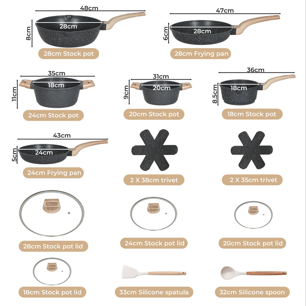 Toque 16-Piece Non Stick Cookware Set Kitchen Fry Pan-2011971112979795970