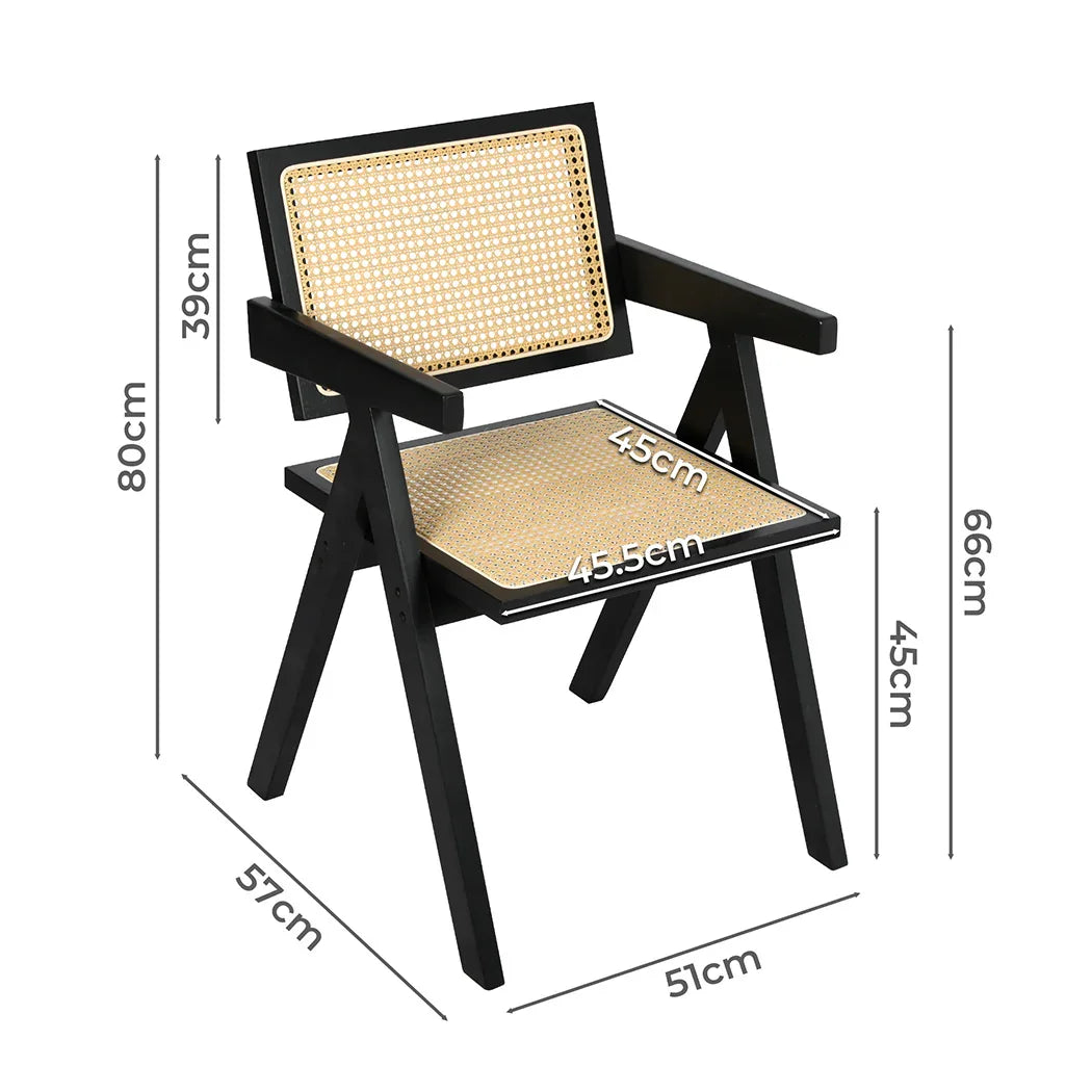 Levede 2x Black Wicker Armchair Dining Chair-2029387210331131906
