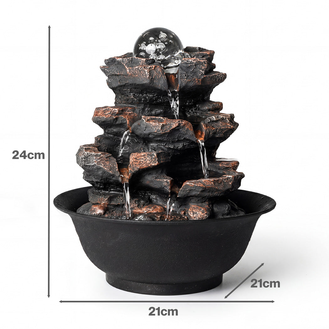 Spector Tabletop Water Fountain Indoor water fountain LED Resin Brown Black-2100034948131065858