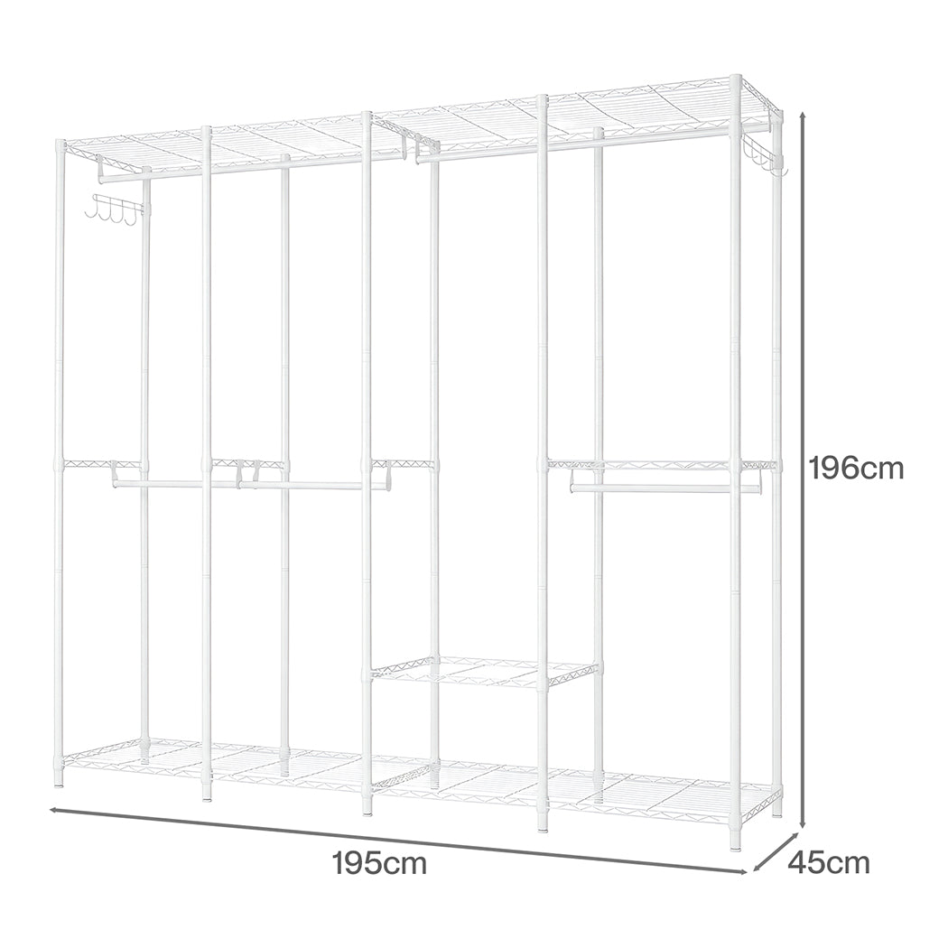 Levede Heavy Duty Clothes Rack Organizer 500kg Carbon Steel Bedroom White-2109799589643751427