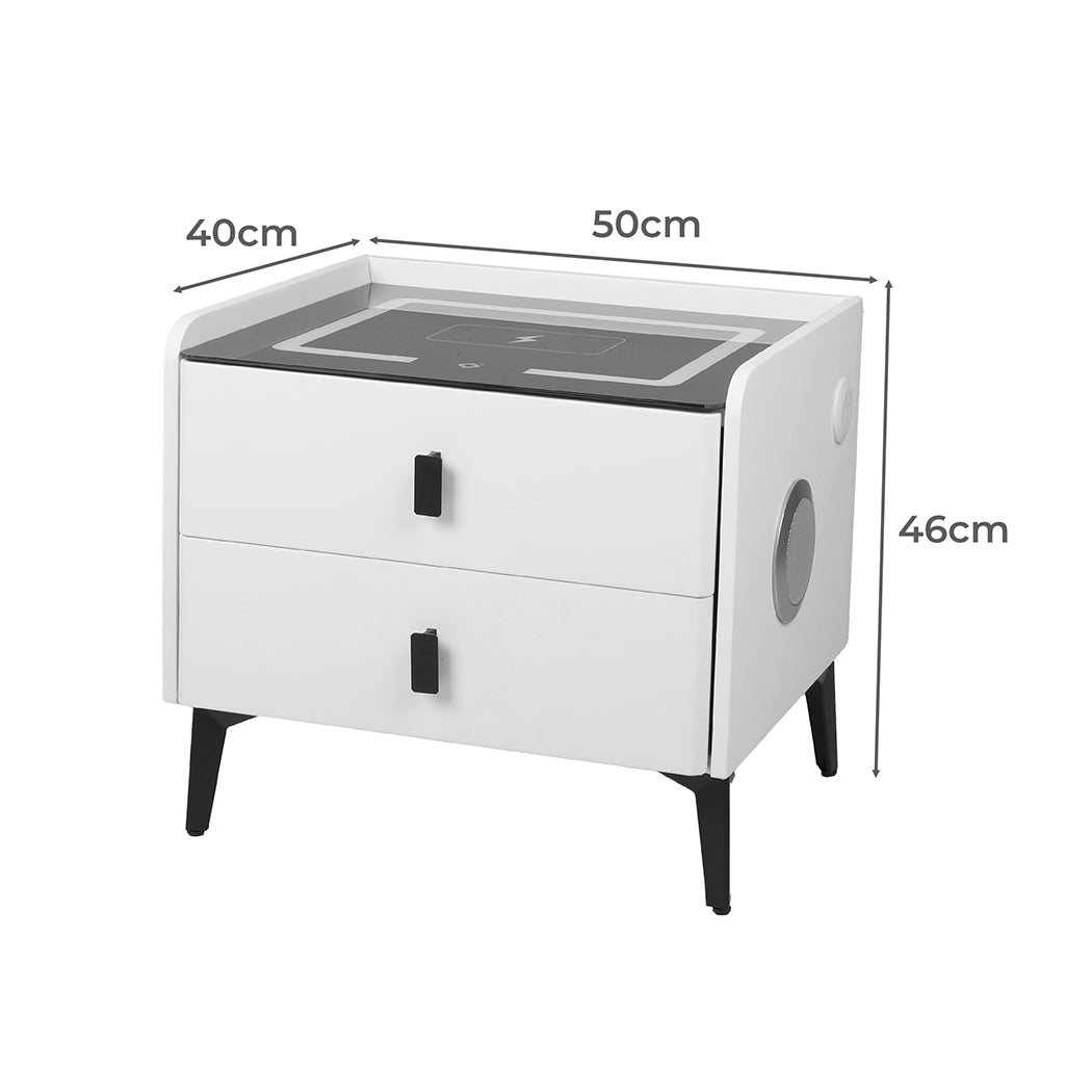 Levede Bedside Table LED Lights Drawers Storage-1894516735638376450
