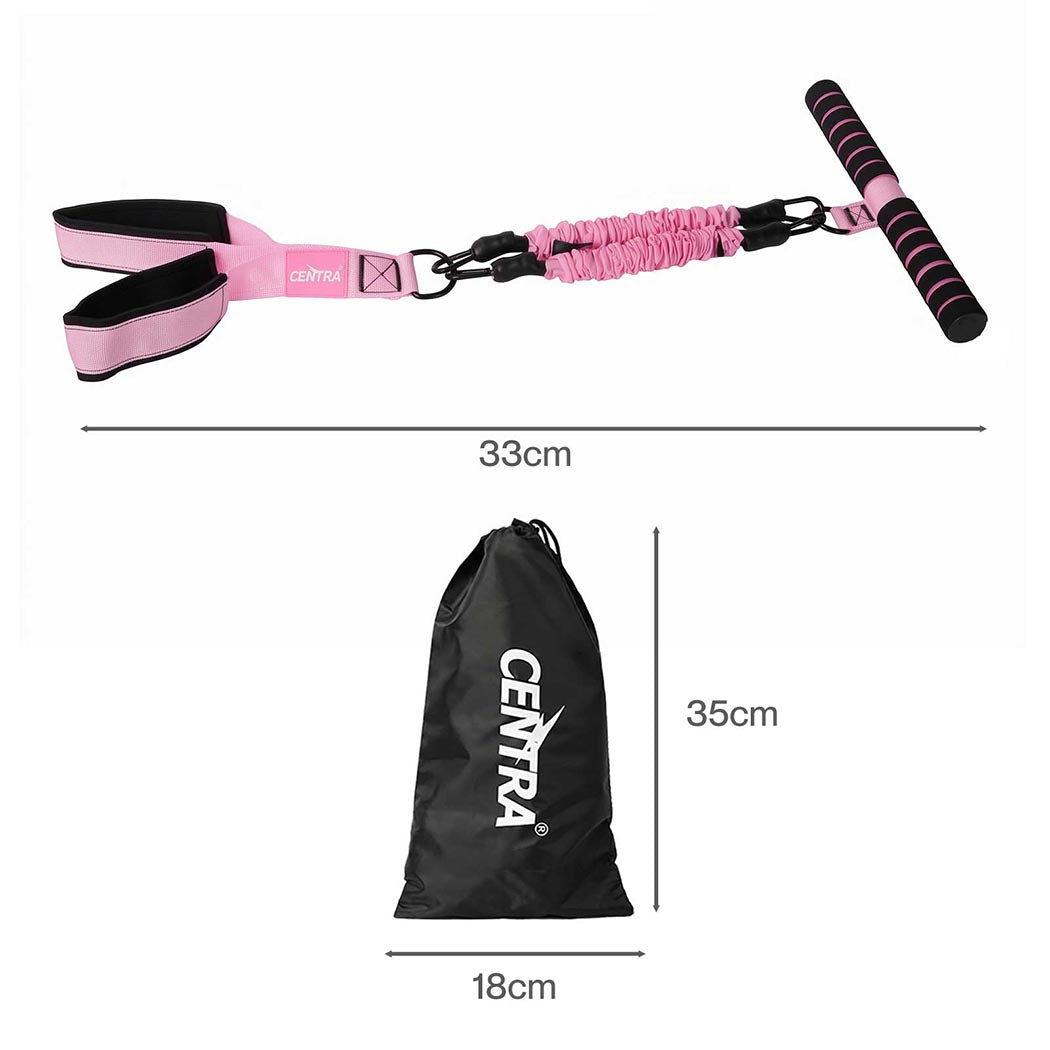 Centra Resistance Bands Set Foot Pedal 3 Tube Adjustable for Home Workout Pink-2100035025125904386