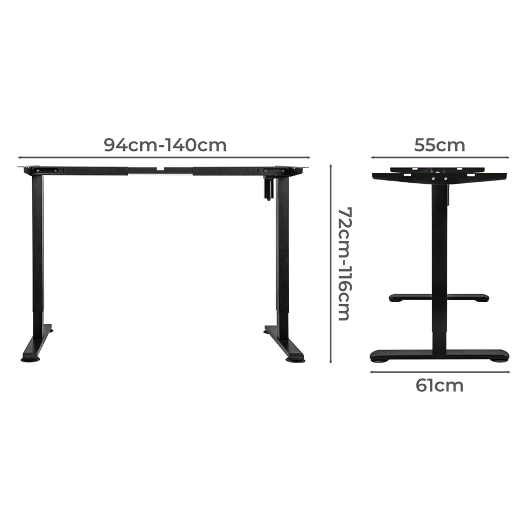 Levede Motorised Standing Desk Frame Black Single Motor-1864183323409125378