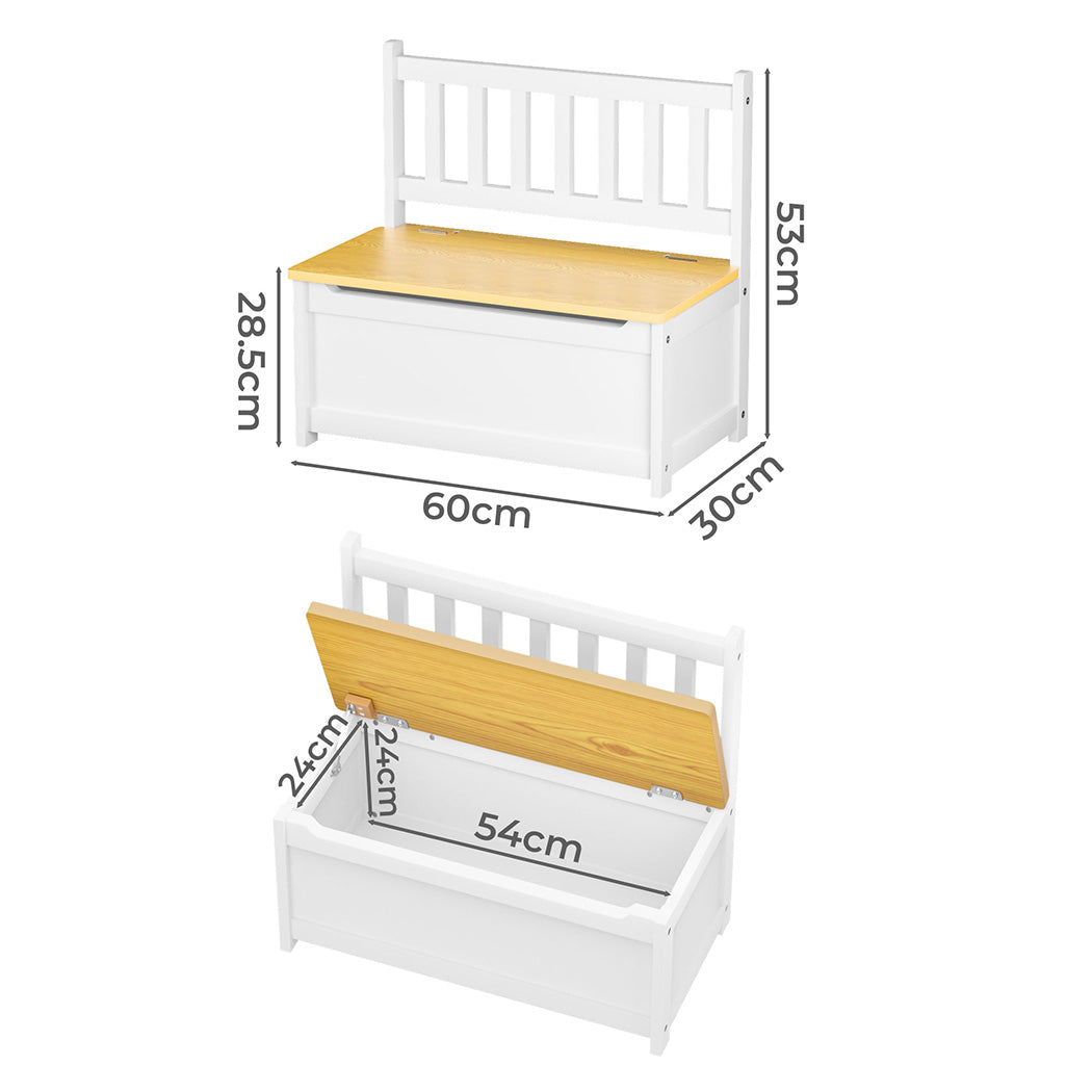 Levede 2-In-1 Kids Toys Storage Bench Box Wooden Chair-1937319824770338818
