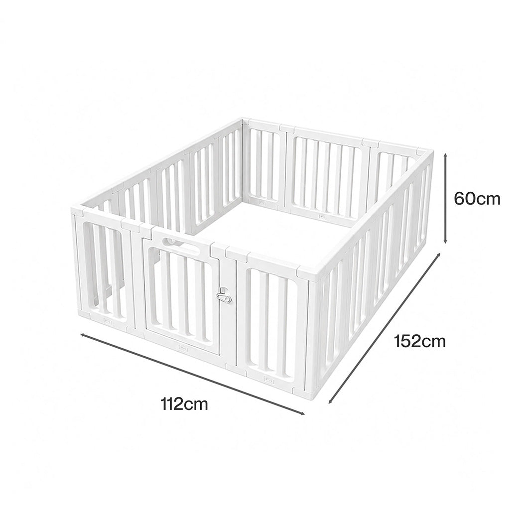 BoPeep Large Baby Playpen HDPE Safety Fence with 36 Suction Cups Indoor White-2100034970889359362