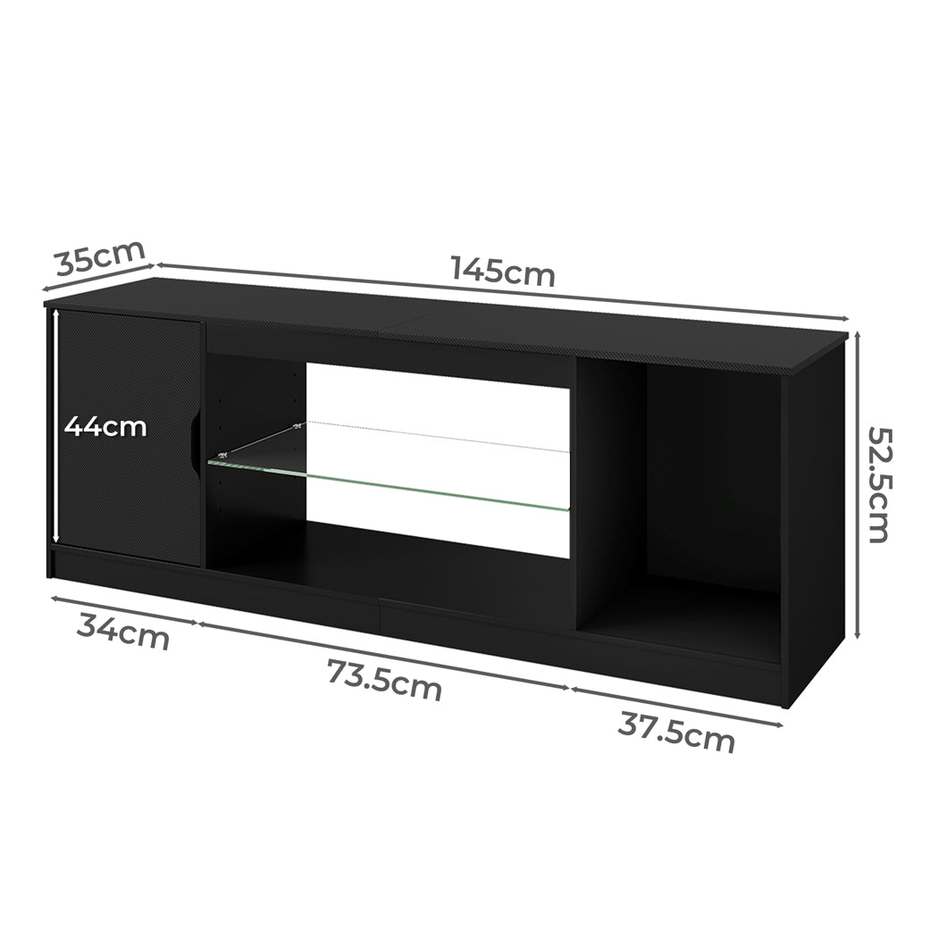 Levede TV Stand Storage with LED 140cm Black-2011971130793005058