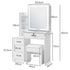 Levede Dressing Table Vanity Stool Set Sliding LED Mirror Makeup Storage Shelves White-2072893560474177538
