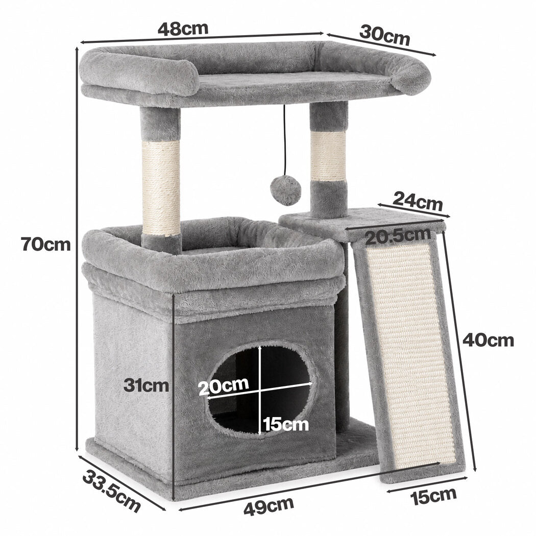 Pawz Cat Tree Tower Large Perch Condo Sisal Scratcher for Indoor Felines Grey-2100034993777676290