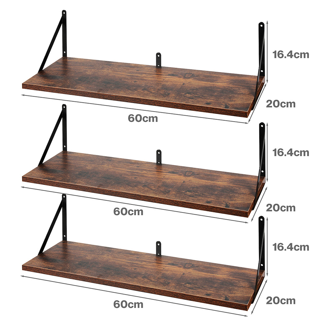 Levede Floating Shelves 3 Pcs Wall Mounted Rustic Storage Display Rack Bedroom-2072893561120100354