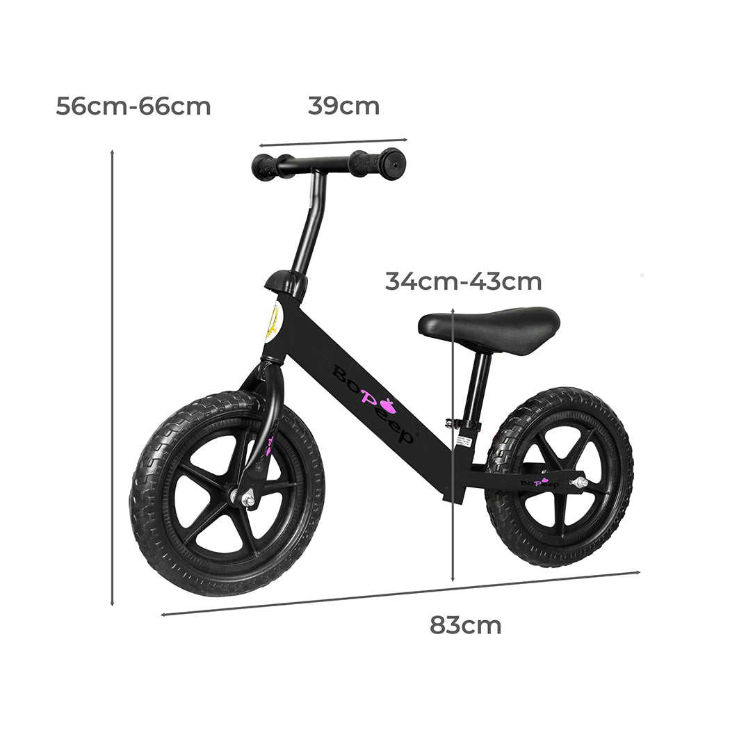 BoPeep Kids Balance Bike Ride On Toys Black-1864184331073884162