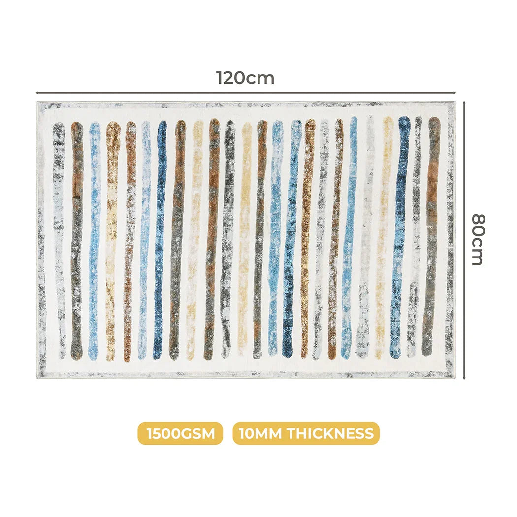 Marlow Floor Rug Short Pile Washable Carpet Soft Plush Non Slip Stripe 80x120-2018816670356869122