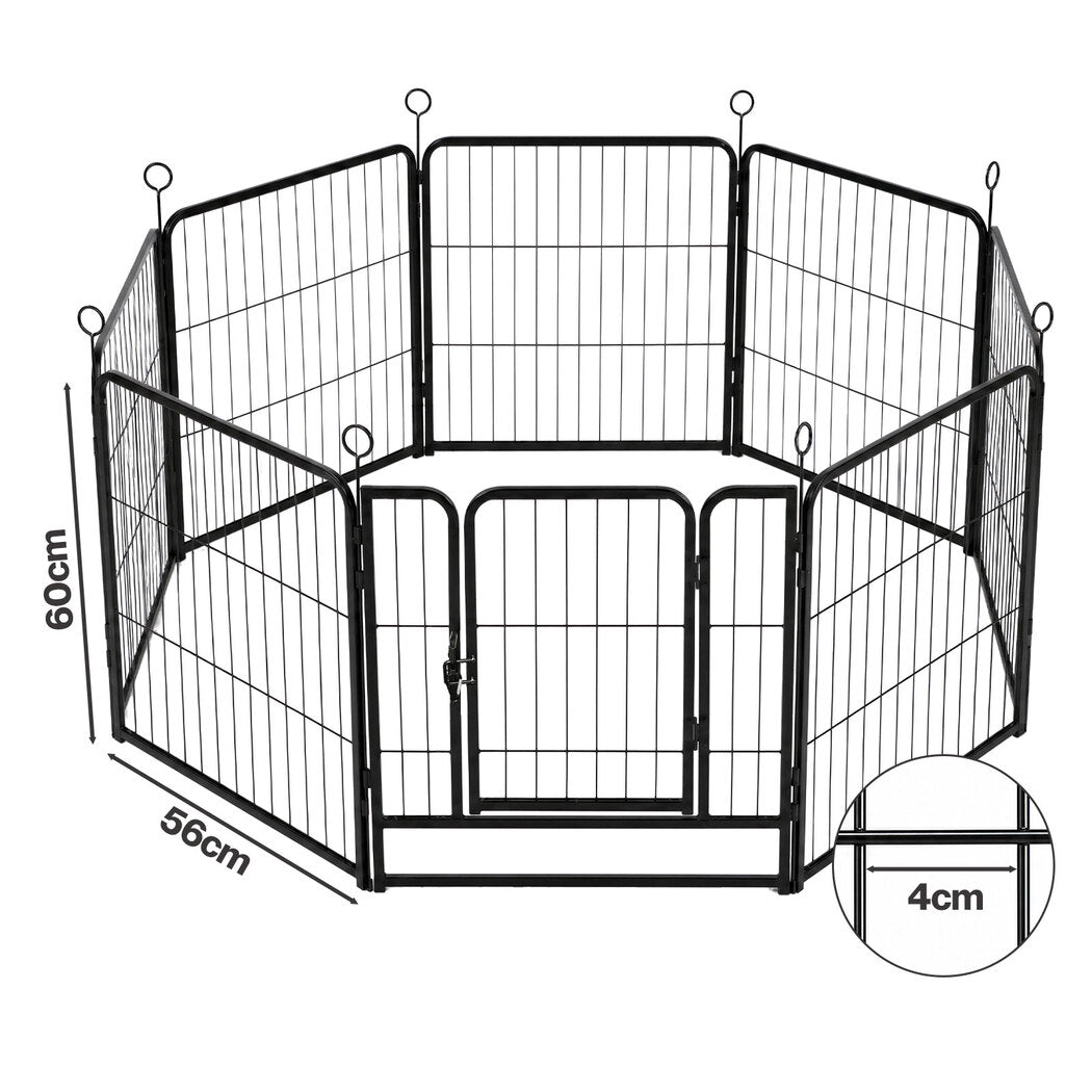 Pawz Dog Playpen 8-Panel Metal Dog Pen Tool-Free Foldable Puppy Crate Black-2100034989147164674