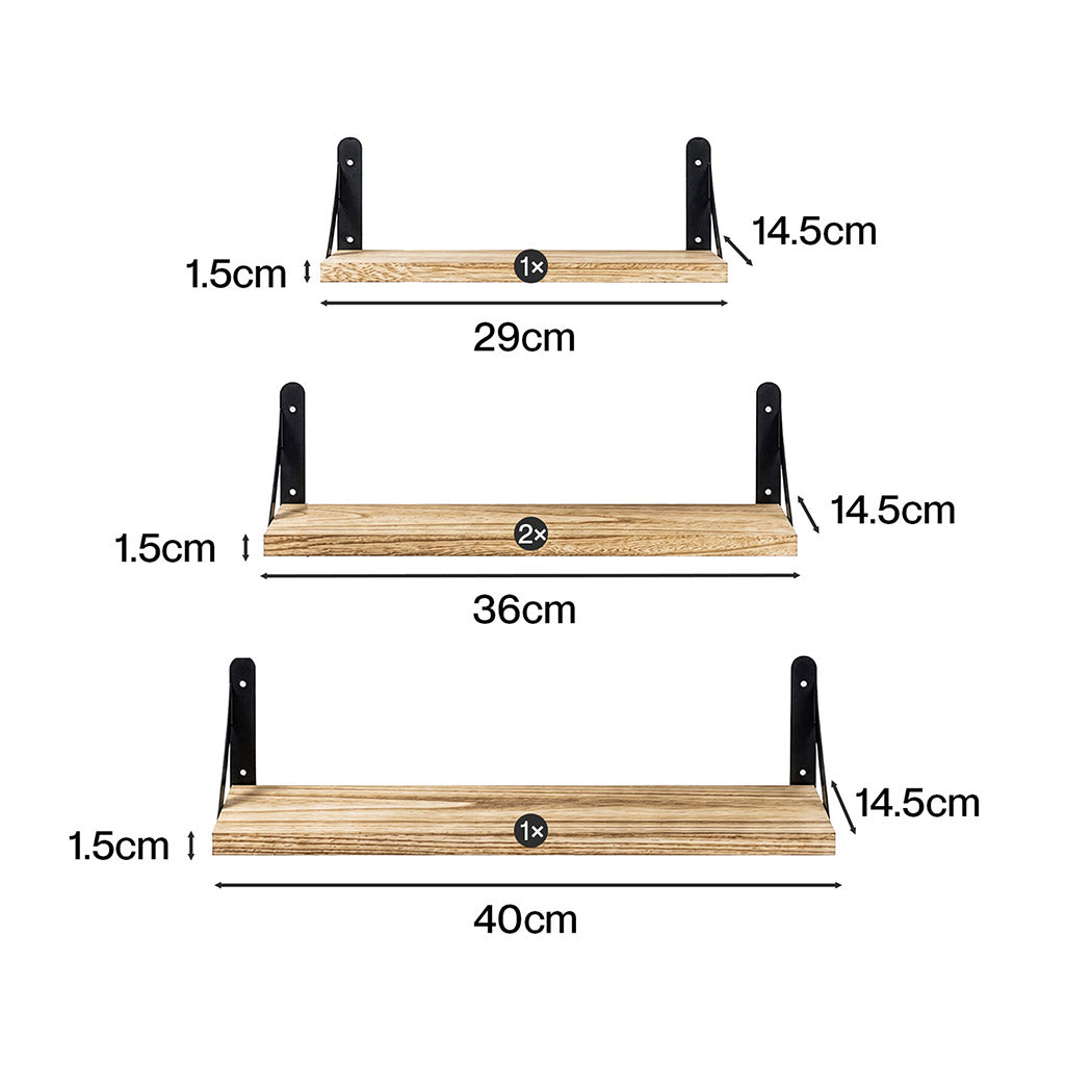 Levede Floating Wall Shelves 4Pcs Rustic Wood Storage Display Rack Bookshelf-2061251867823968258