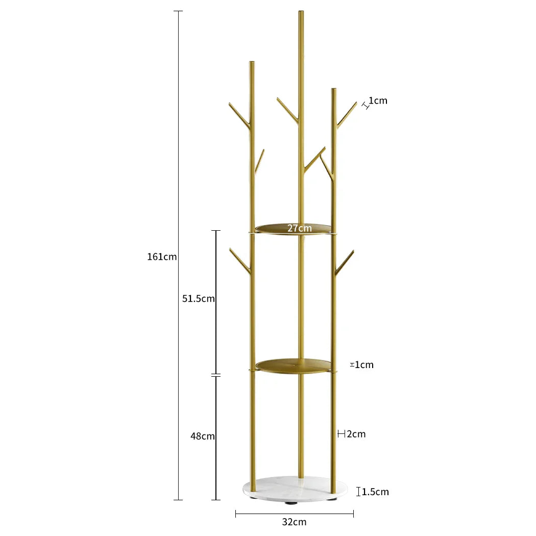 Levede Coat Rack Clothes Stand 8 Hook Organizer Gold-2018816841975205890