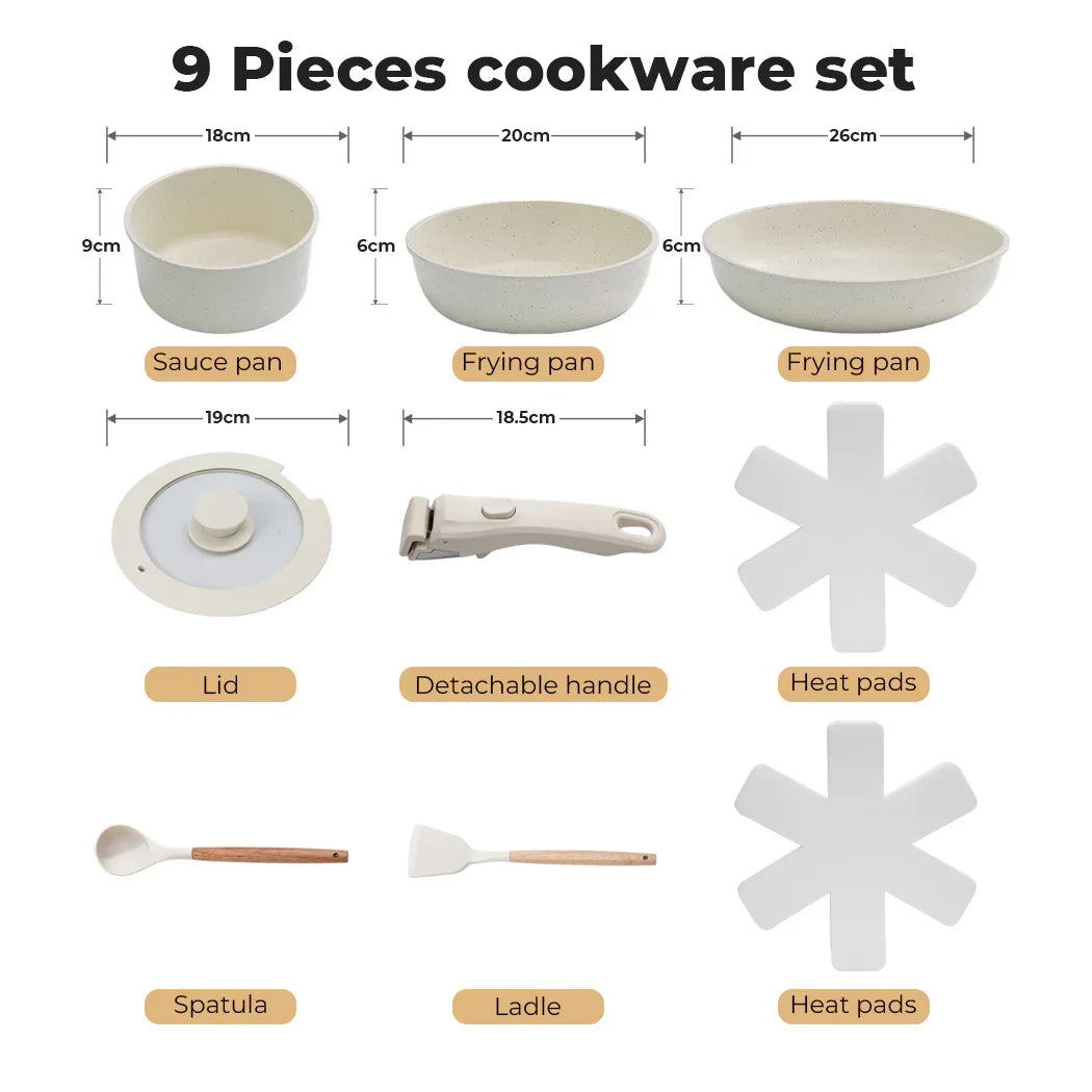 Toque 9-Piece Non Stick Cookware Set Kitchen Fry Pan-2050056750975029250