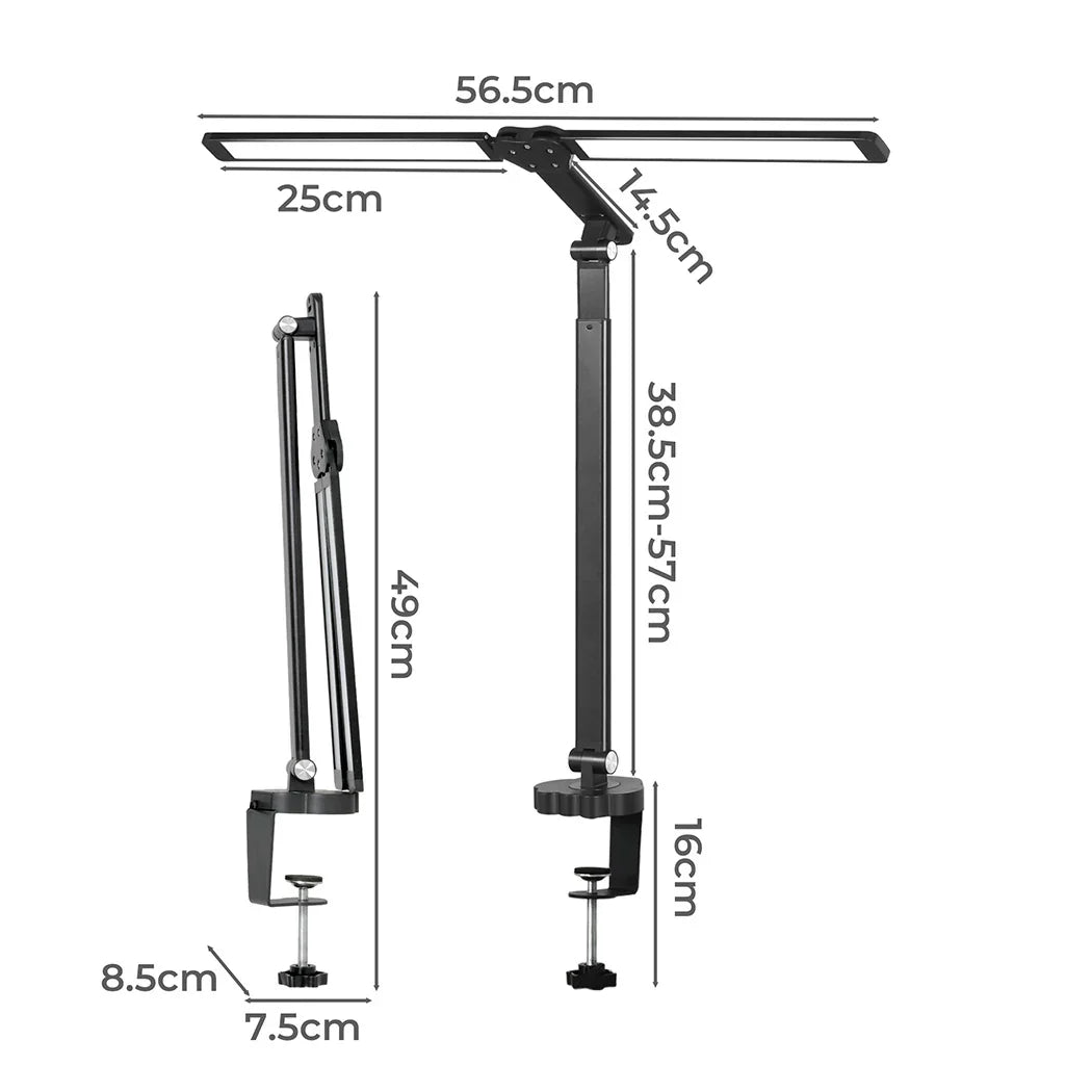 Emitto Double Head LED Desk Lamp Dimmable With Clamp-2018816724576636930