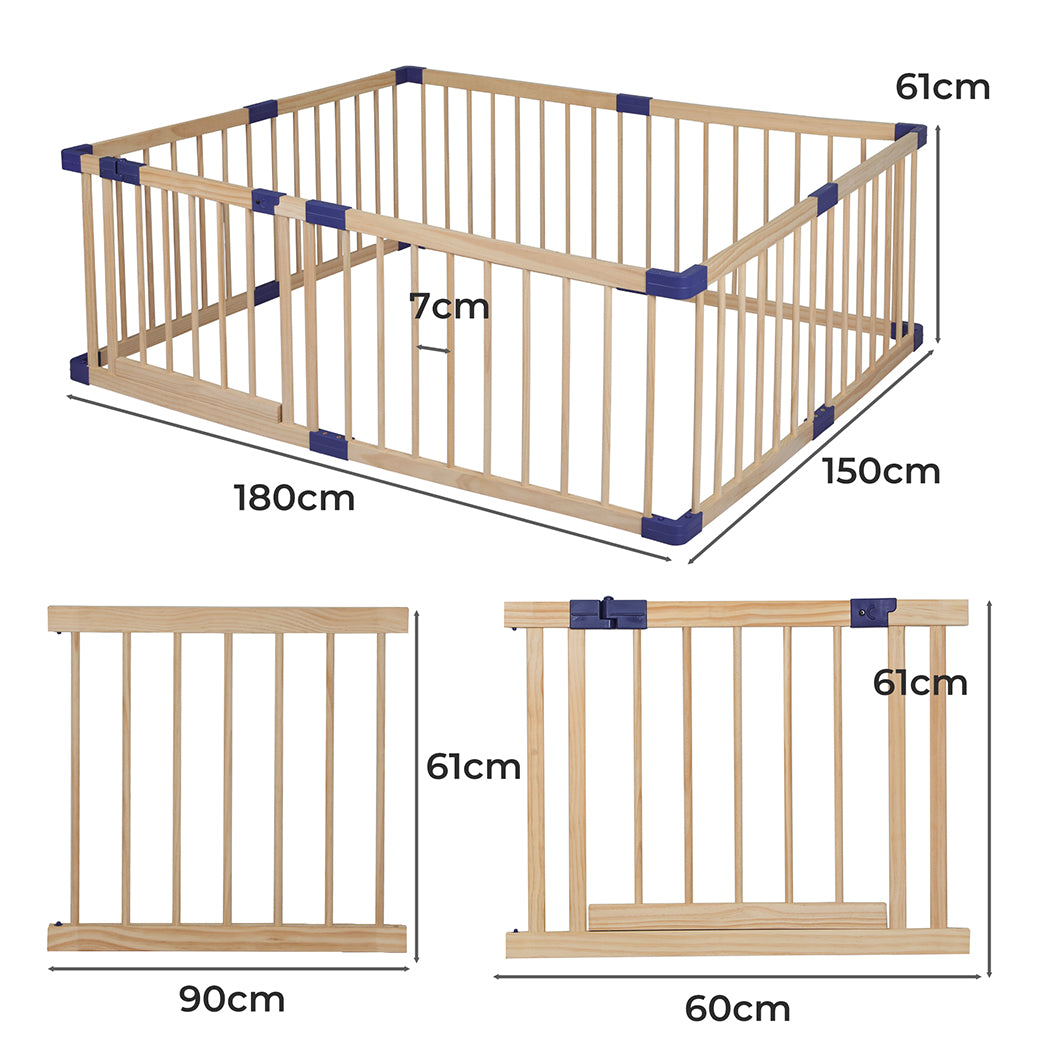 BoPeep Kids Playpen Wooden Baby Safety Large-1864184326606950402