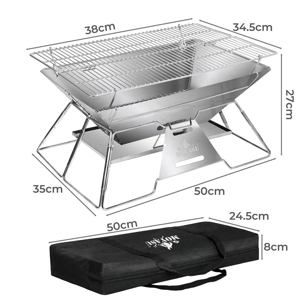 Levede Portable Folding BBQ Charcoal Grill Silver-2006732907665821698
