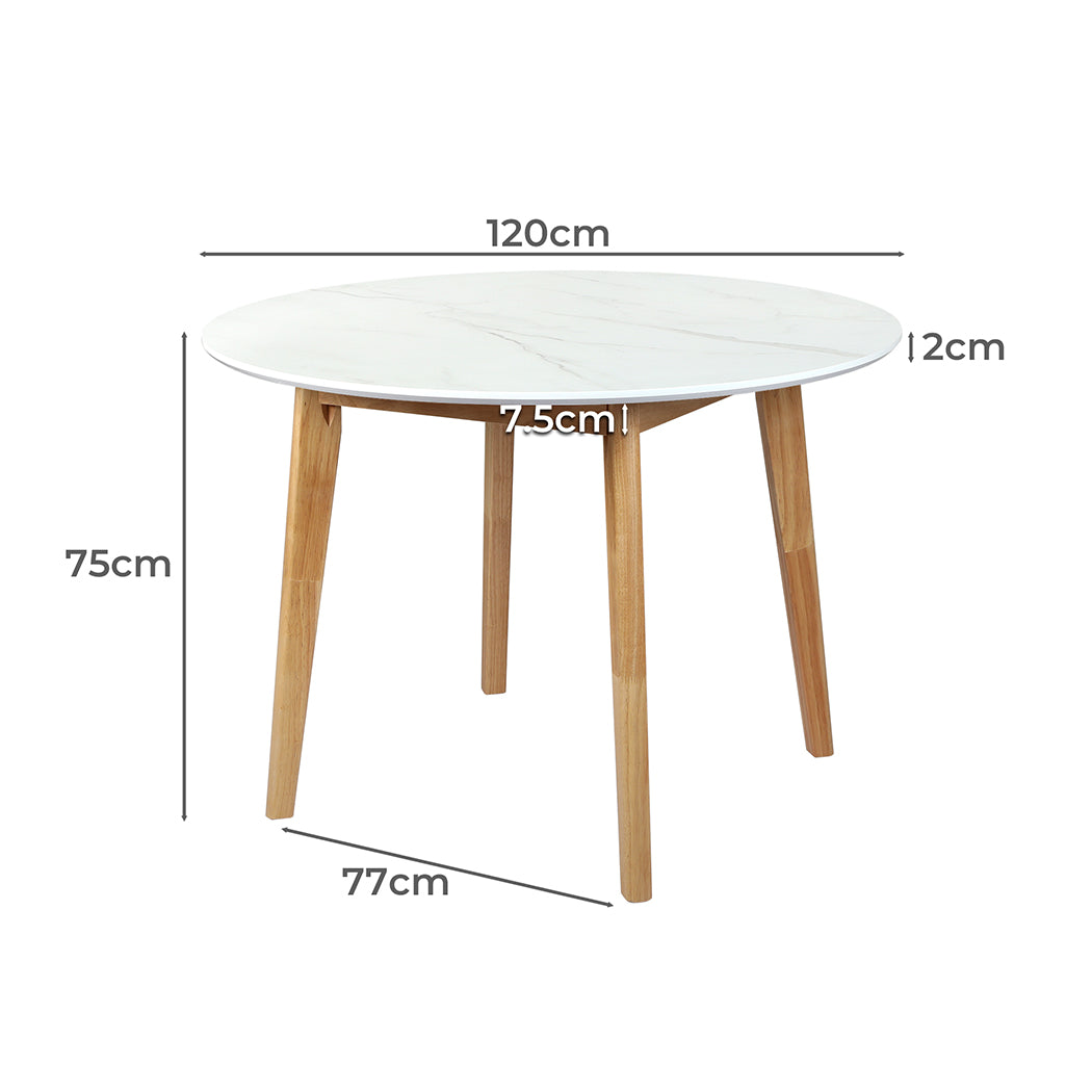 Levede Dining Table Round Rubberwood Base 120cm White 120 CM-1864183292119617538