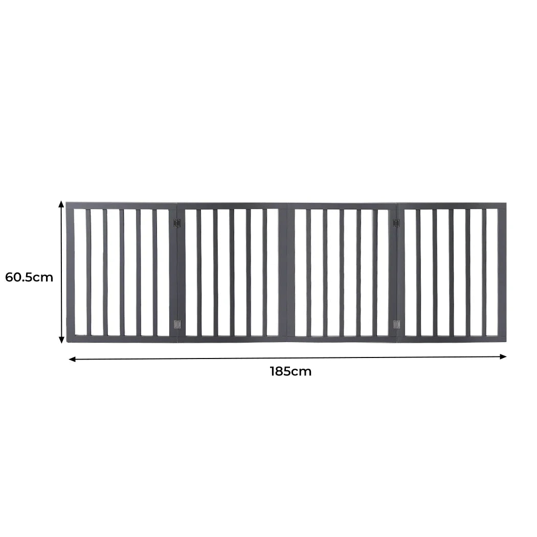 Wooden Pet Gate Dog Fence Retractable Grey 600x 3MM-2029387225392877570