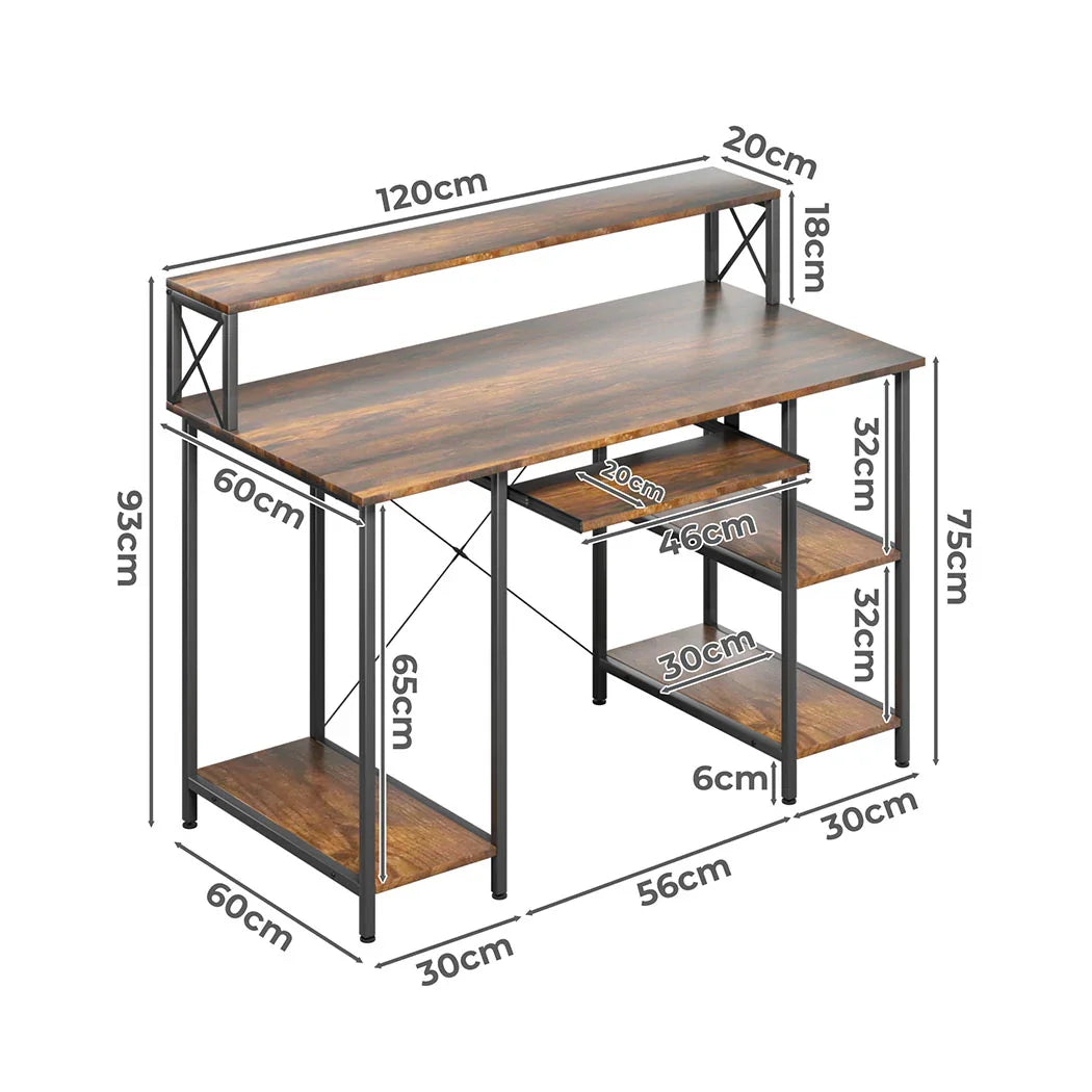 Levede Office Gaming Computer Desk Brown-2029387250692919298