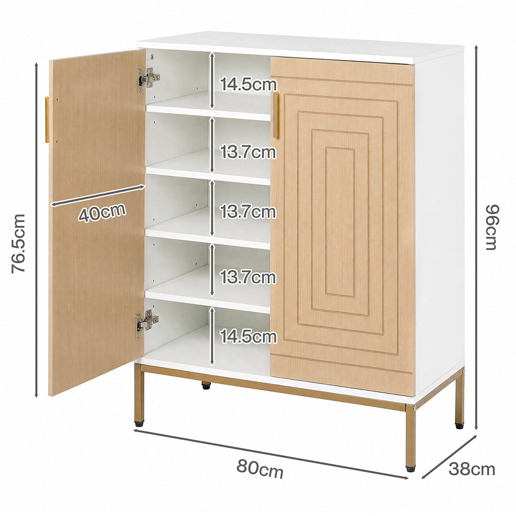 Levede Shoe Cabinet Adjustable Shelves 20 Pairs 5-Tier Shoe Rack Entryway White-2100034947745189890