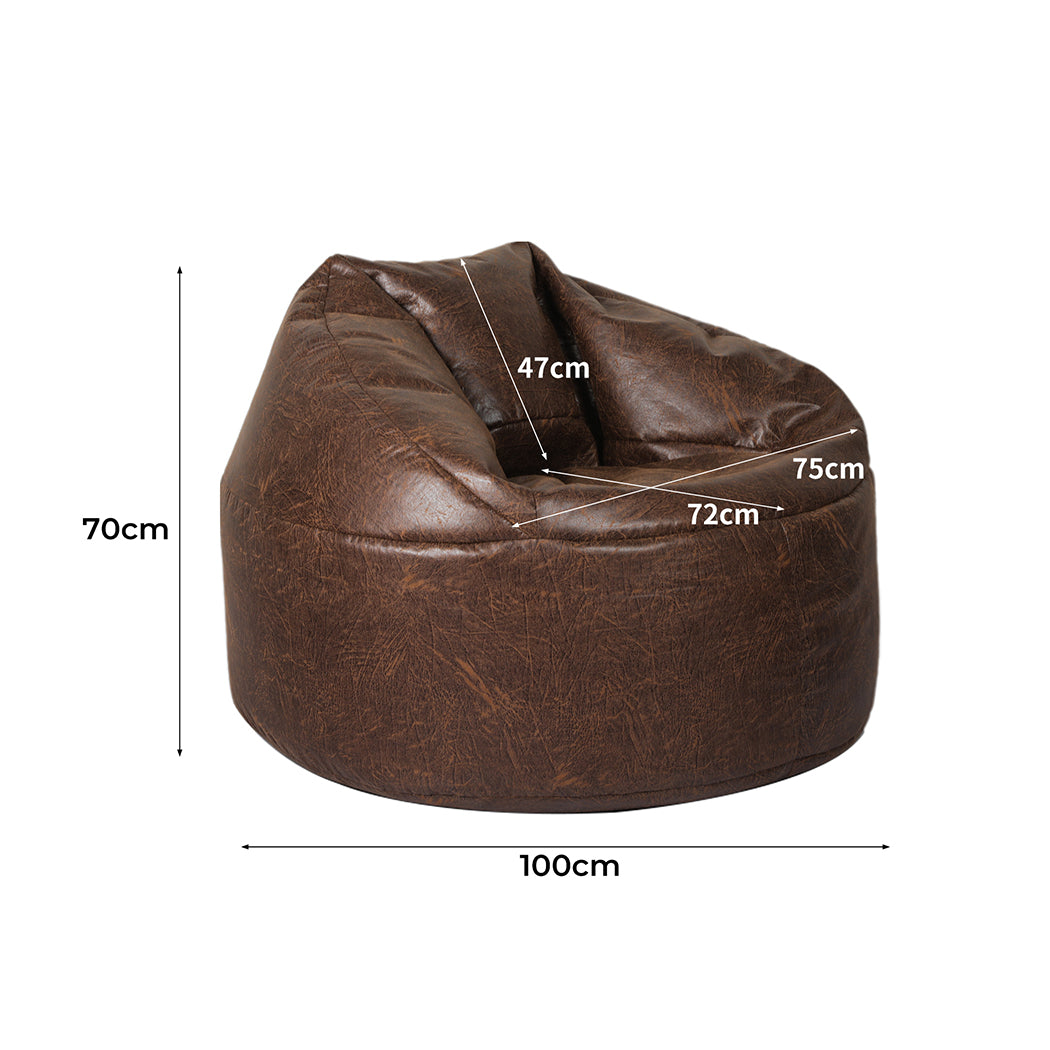 Marlow Bean Bag Chair Cover PU Couch Brown-1864183164981874690