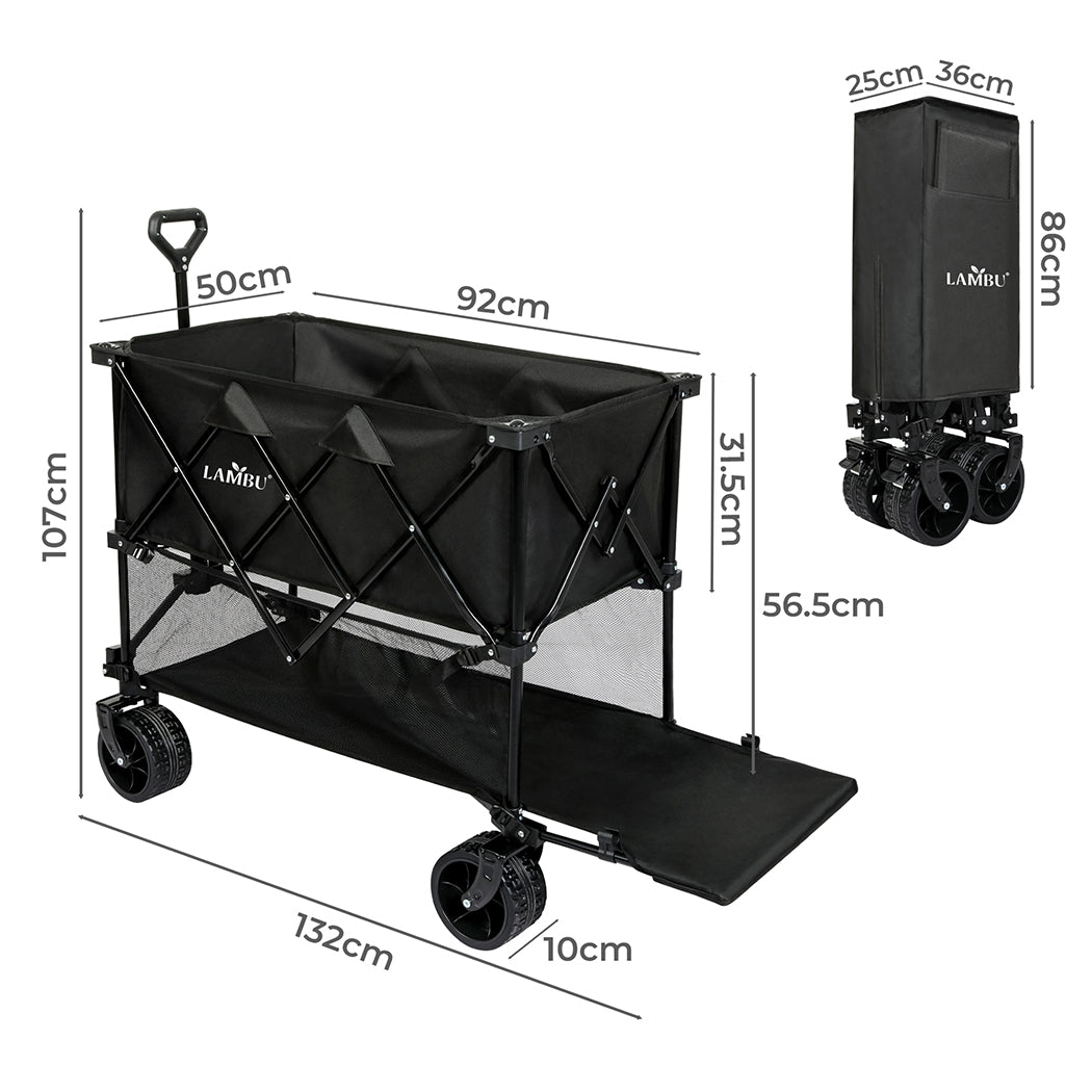 Lambu Folding Wagon Cart Double Shelves-2006732894810279938