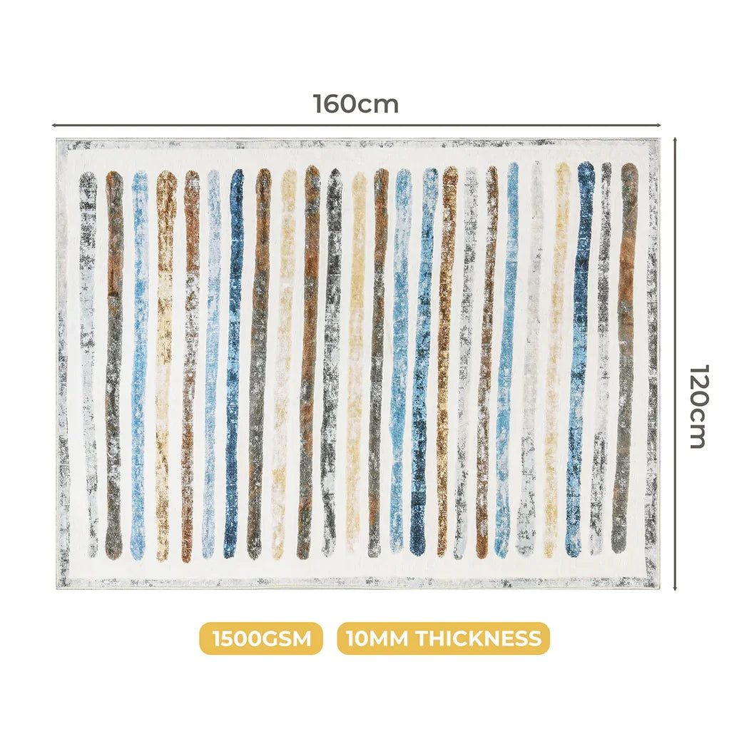 Marlow Floor Rug Short Pile Washable Carpet Soft Plush Non Slip Stripe 160x120-2018816747121020930