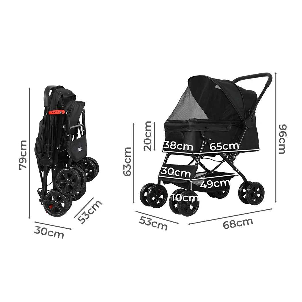 PaWz Pet Stroller Dog Cat Carrier Foldable Black-2006733031766888450