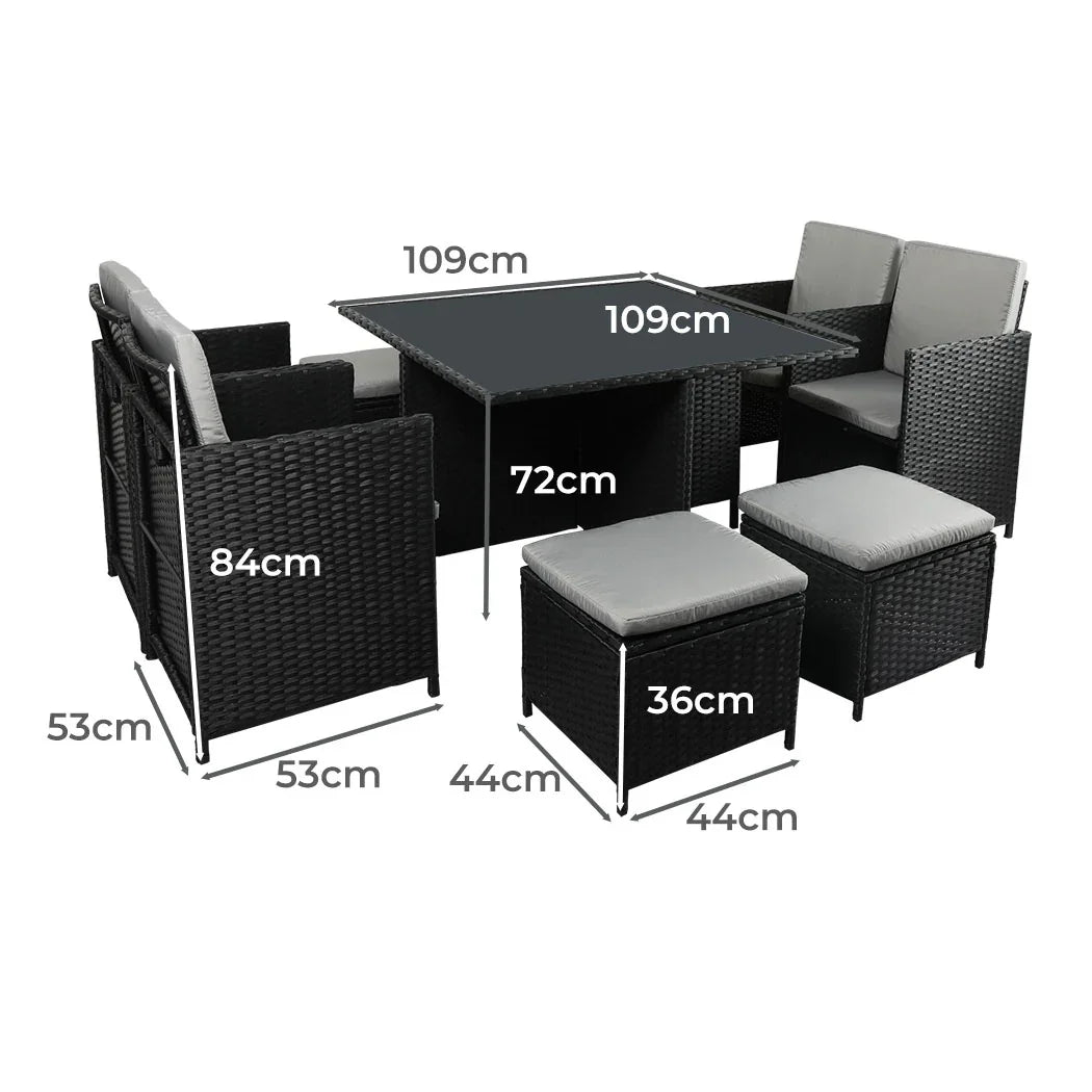Levede 9PCS Outdoor Table Chair Set-2006733112737927170