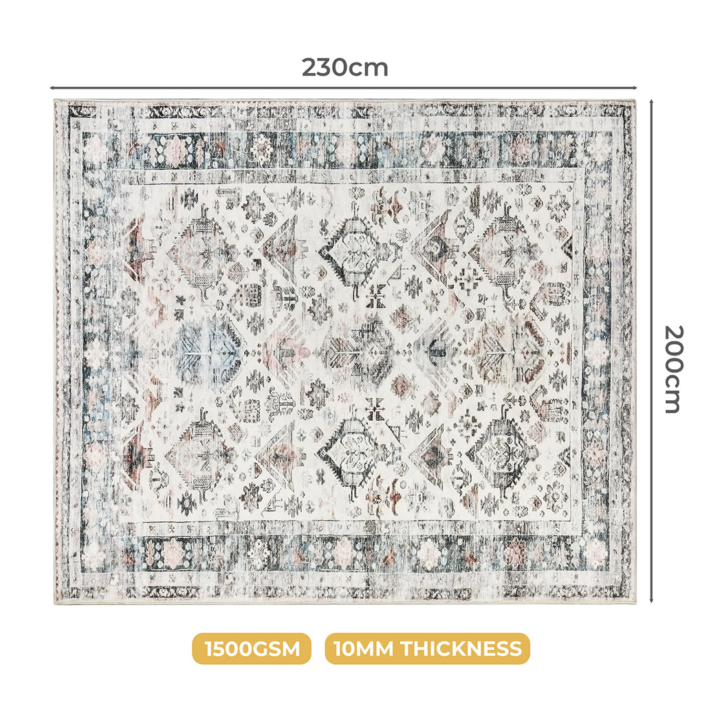Marlow  Floor Rug Vintage Short Pile Washable Carpet Soft Plush Non Slip 200x230-1894516739367112706