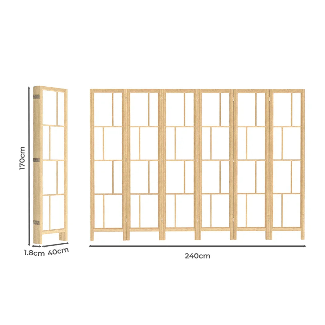 Levede 6 Panel Room Divider 170cm Freestanding Screen-2006733395052335106