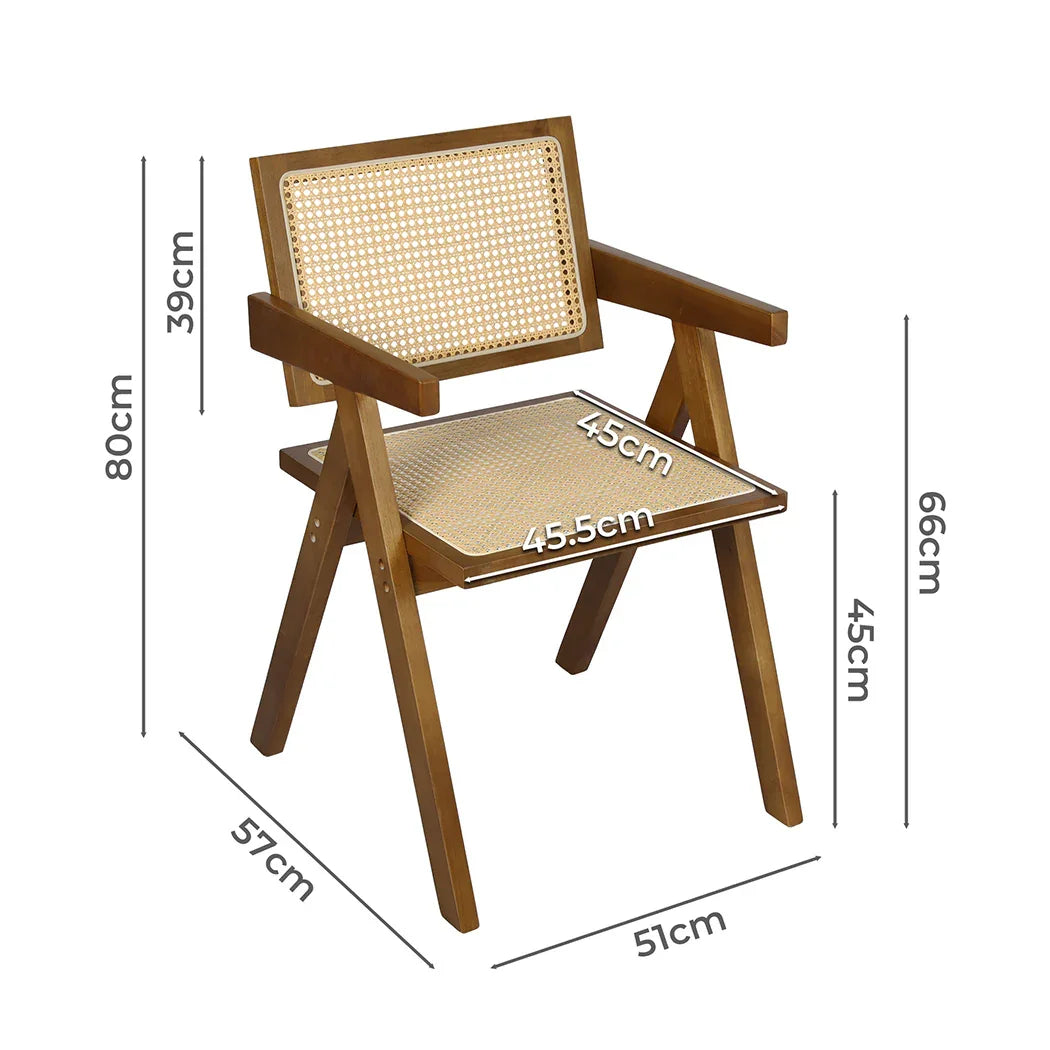 Levede 2x Walnut Wicker Armchair Dining Chair-2018816870890737666