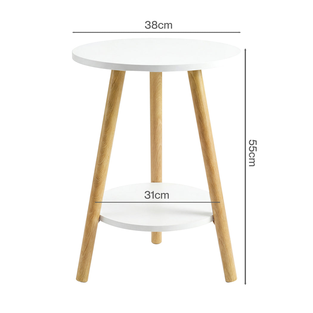 Levede Round Coffee Table 2-Layer Living Room End Tables Bedroom Side Tables-2050059016905822210