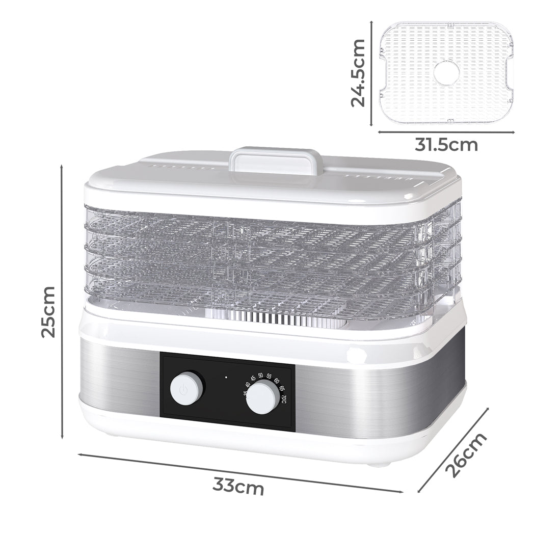 Spector 5 Trays Stainless Steel Food Dehydrator Dryer-2050056904838877186