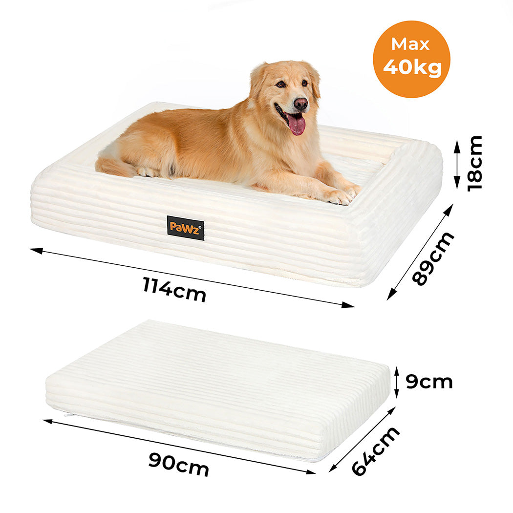 Pawz XXL Size Orthopedic Dog Bed with Corduroy Removable Cover Waterproof Washable Beige-1938089883348373506